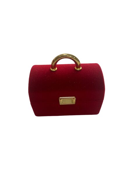 Piros aranyfüles plüss kistáska gyűrűsdoboz