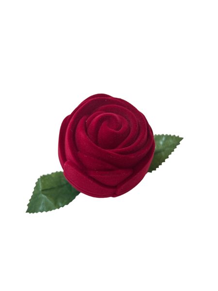 Bordó plüss nagy rózsa fej karikagyűrűs doboz