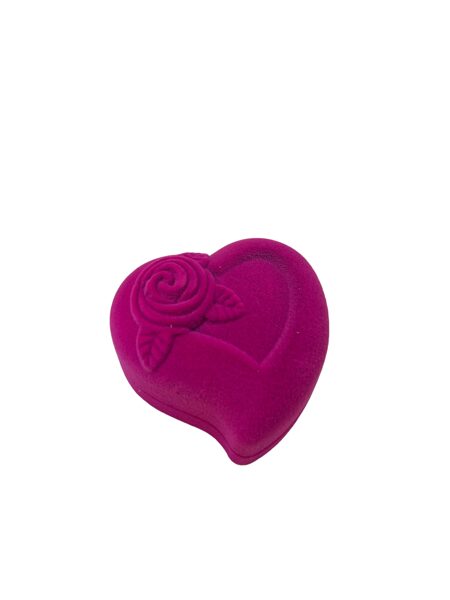 Rózsaszín plüss rózsás szív karika gyűrűs doboz