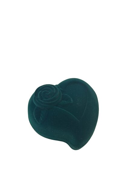 Zöld plüss rózsás szív karikagyűrűs doboz